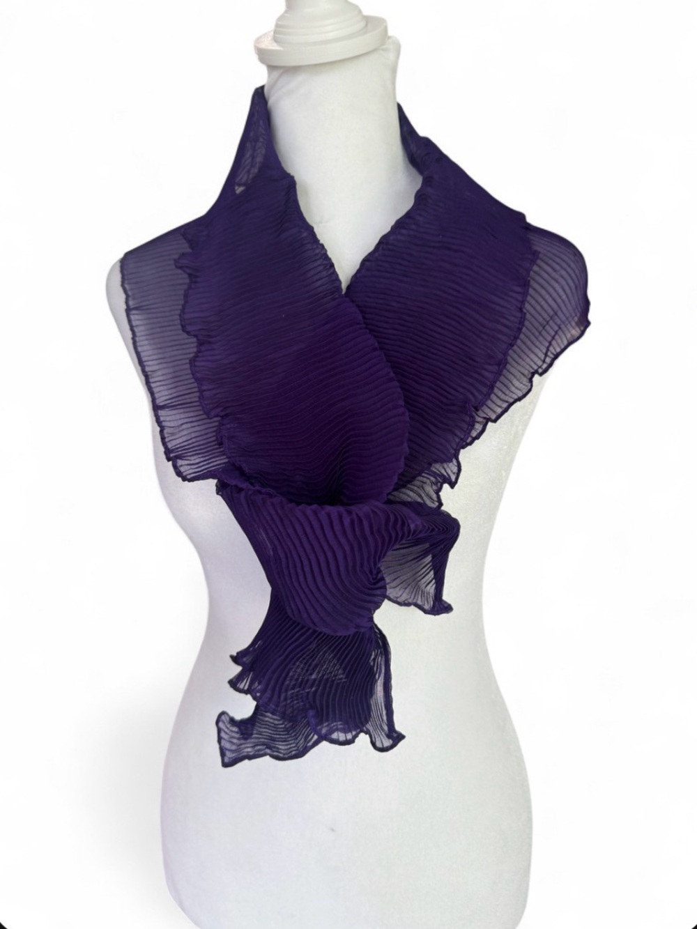 Natori Pleated Ruffle Scarf in Deep Plum